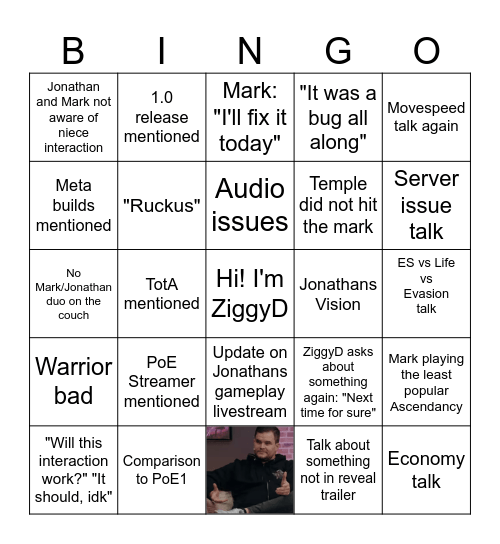 0.5 ZiggyD interview Bingo Card
