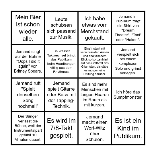SCHOOL OF PROG - METAL BINGO Card