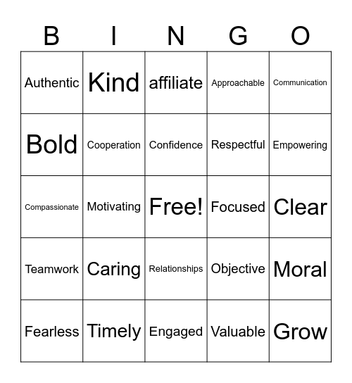 LEADERSHIP STYLES Bingo Card