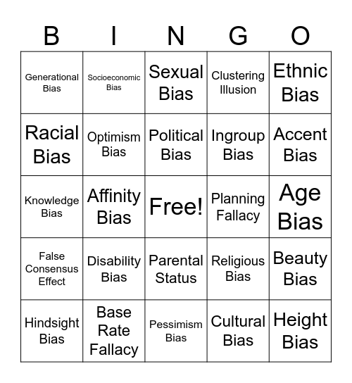 Bias Awareness BINGO Card