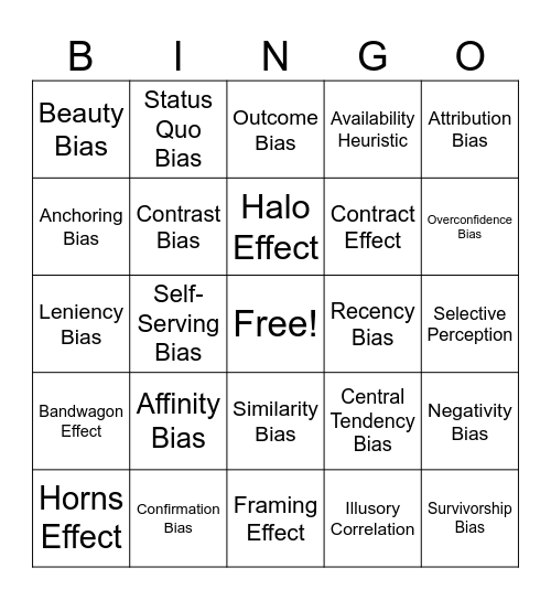 Bias Awareness BINGO Card