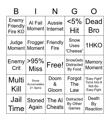 FFTA Bingo Card
