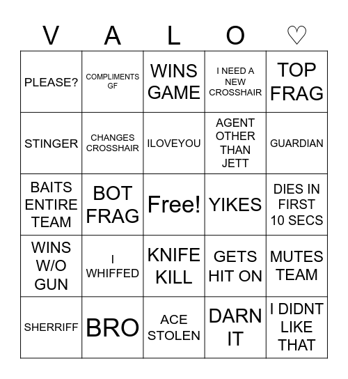 BINGO BOYFRIEND EDITION Bingo Card