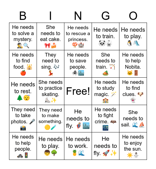 B16 L12 They need to sing. 🎶💃 Bingo Card