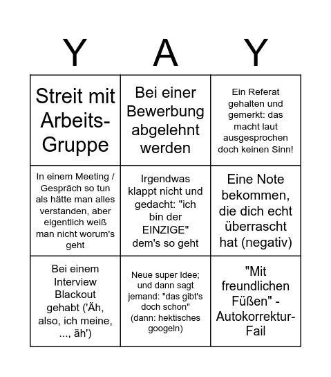 Failing Forward - BINGO Card