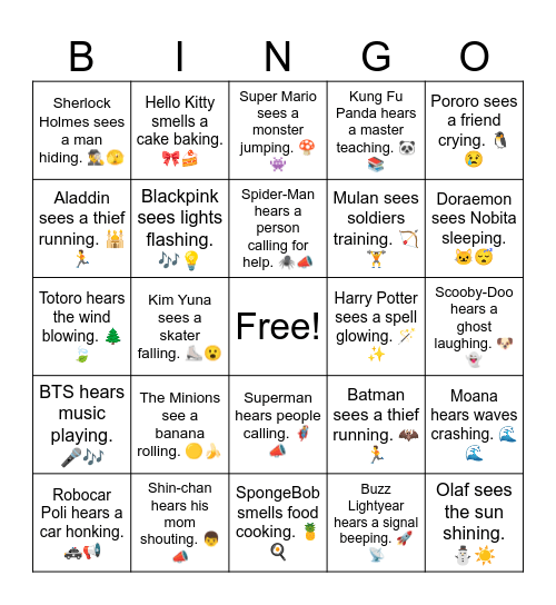 B16 L17 Sherlock Holmes sees a man hiding. 🕵️‍♂️🫣 Bingo Card