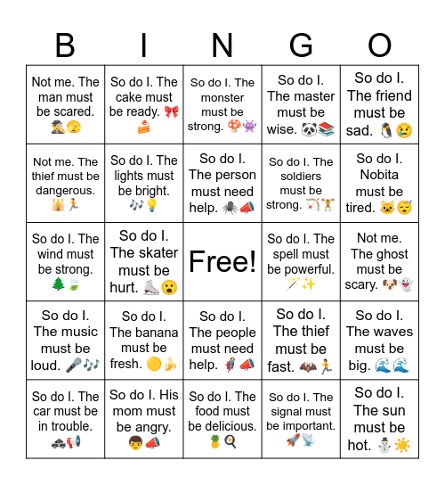 B16 L17 So do I. The master must be wise. 🐼📚 Bingo Card