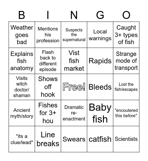 River Monsters Bingo Card