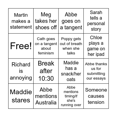 Final Bingo Card