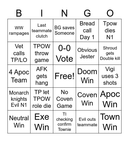ToS2 Events Bingo Card