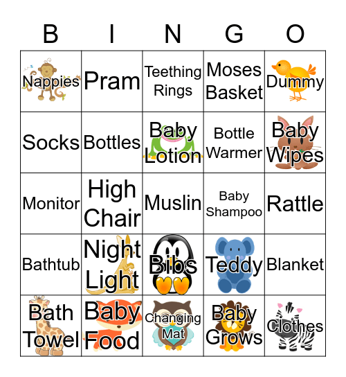 Baby Adams Bingo Card