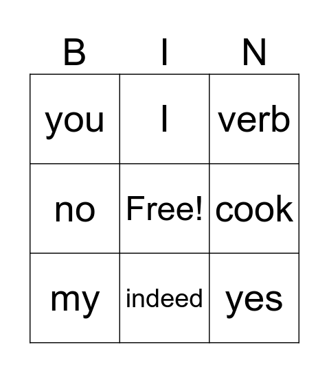 Italiano Bingo Card