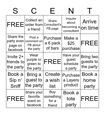 Scentsy Bingo Card