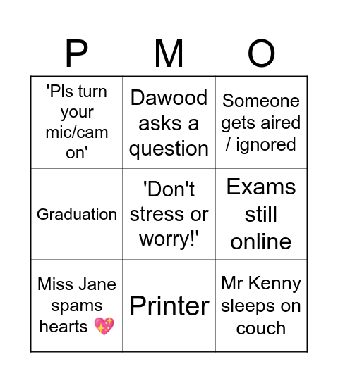 I HATE MEETINGS Bingo Card
