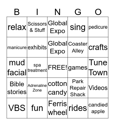 Park Repair Shack and Spa Bingo Card
