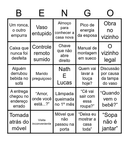 CHÁ DE CASA NOVA Bingo Card