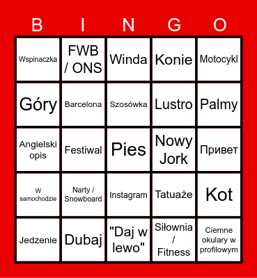 TINDEROWE BINGO! Bingo Card