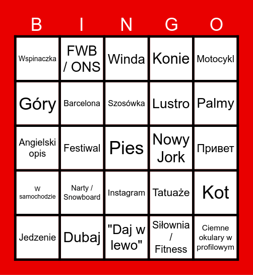 TINDEROWE BINGO! Bingo Card