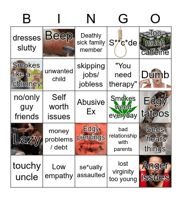 Girl Red Flags Bingo Card
