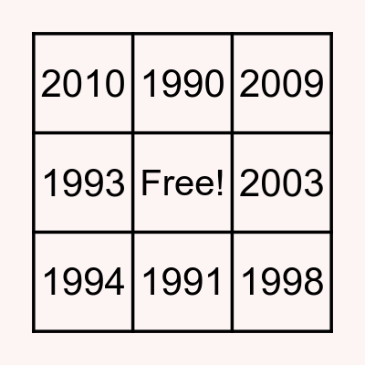 Birthday Bingo Card