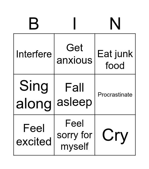 I CAN'T HELP... IF / WHEN Bingo Card