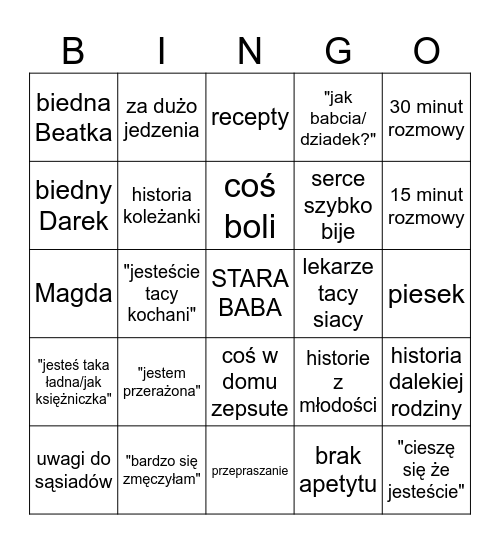 Krysia Bingo Card