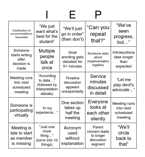 Meeting BINGO Card