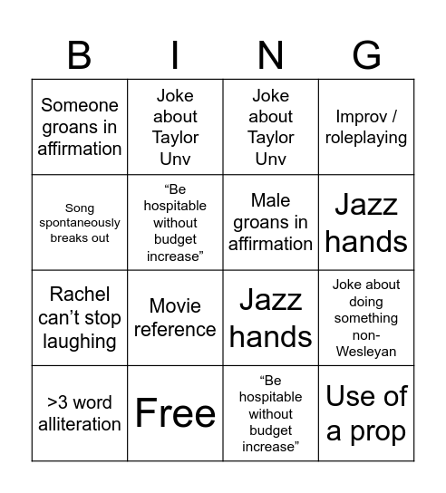 HospitaB-INGO Bingo Card
