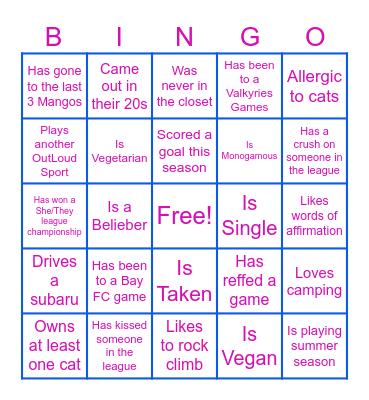 She/They Soccer Bingo Card