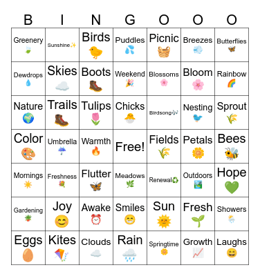 Spring Bingo! Bingo Card