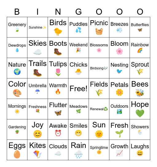 Spring Bingo! Bingo Card