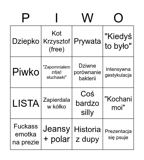 Mr Beer Bingo Card
