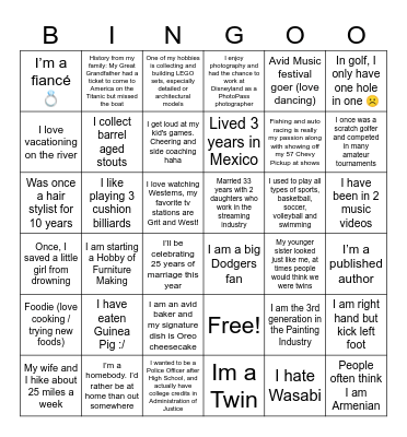 Get to Know You! Bingo Card