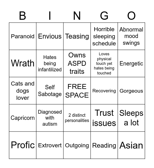 Nem's awesome cool bingo Card