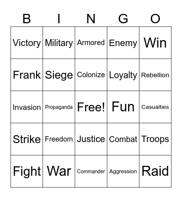 Colonizing Jamaica Bingo Card