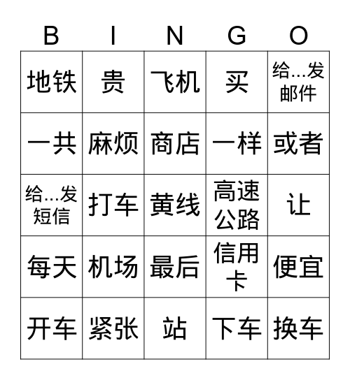 CHN102 Final Review Bingo Card