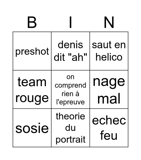 KOH LANPROUT Bingo Card