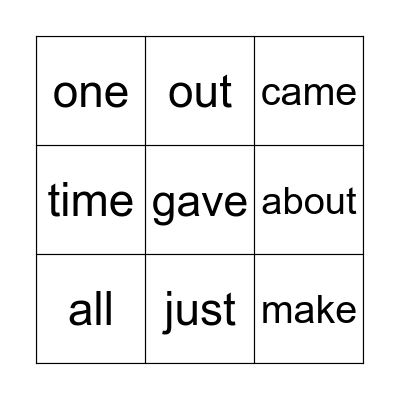 Word Bingo Card