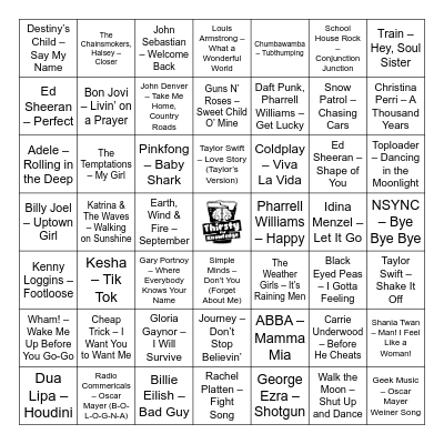 Thirsty For Knowledge Music Bingo Card
