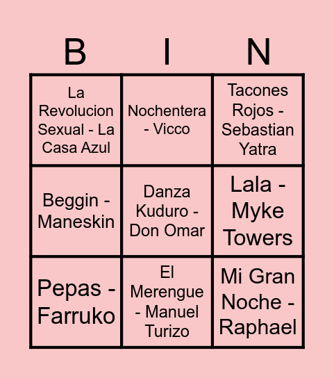 BINGO O PISCINA Bingo Card