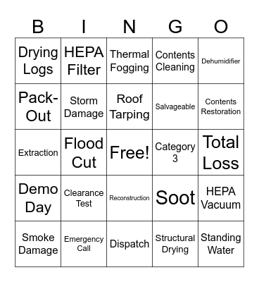 SERVPRO Bingo Card