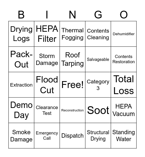SERVPRO Bingo Card