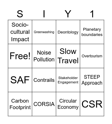 Sustainability in Aviation & Tourism Bingo Card