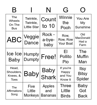 Baby Bingo Card