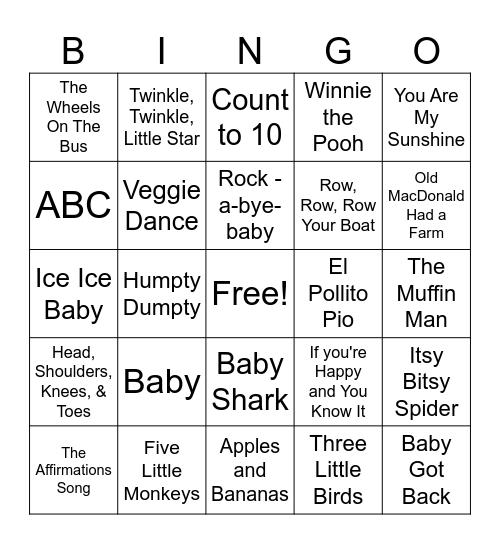 Baby Bingo Card