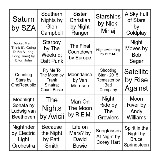 Night Sky Bingo Card