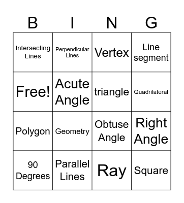 Geometry BINGO - Unit 14 Bingo Card
