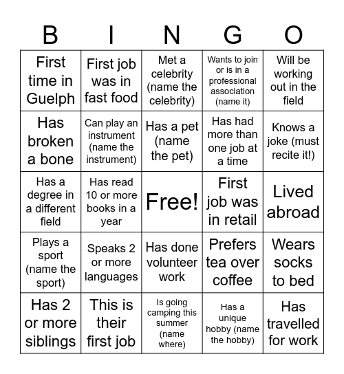 Intern Pipeline Day Bingo Card