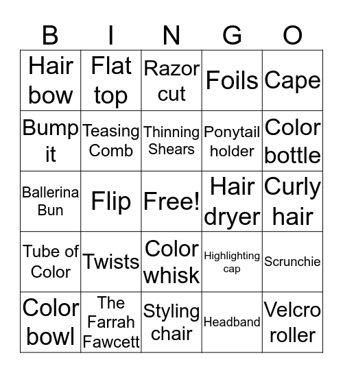 Hair  Bingo Card