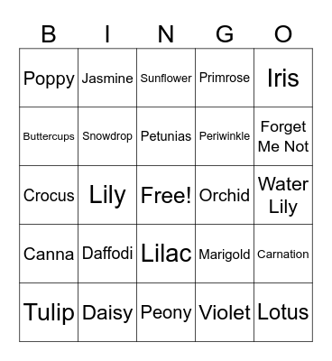 April Showers Bring May Flowers Bingo Card